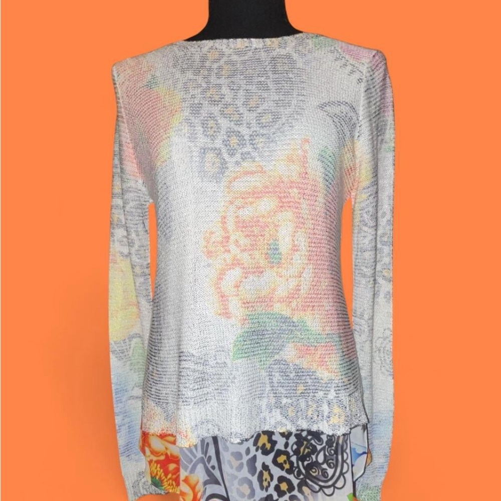 Sioni Multicolor Floral & Leopard Print Women's Sweater